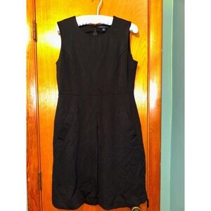 Lands End Tank A-Line Black Dress Sz 8 Pockets Zip Little Black Dress